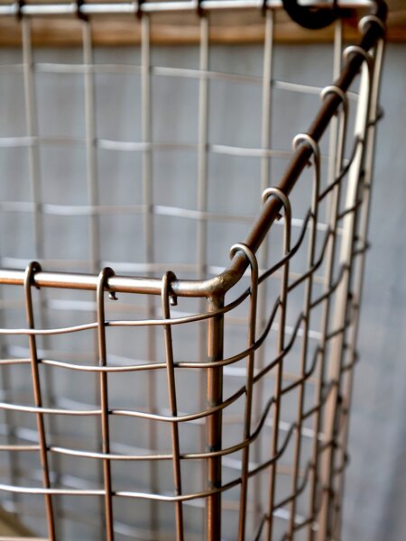 Mosadzný antik kovový košík Fil de fer Basket - 28*16*33 cm - Chic Antique