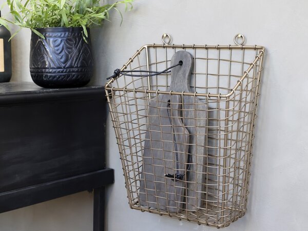 Mosadzný antik kovový košík Fil de fer Basket - 28*16*33 cm - Chic Antique