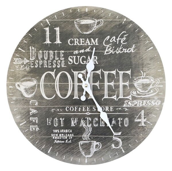 Mocca nástenné hodiny Coffee - 34 * 3cm / 1 * AA - Chic Antique