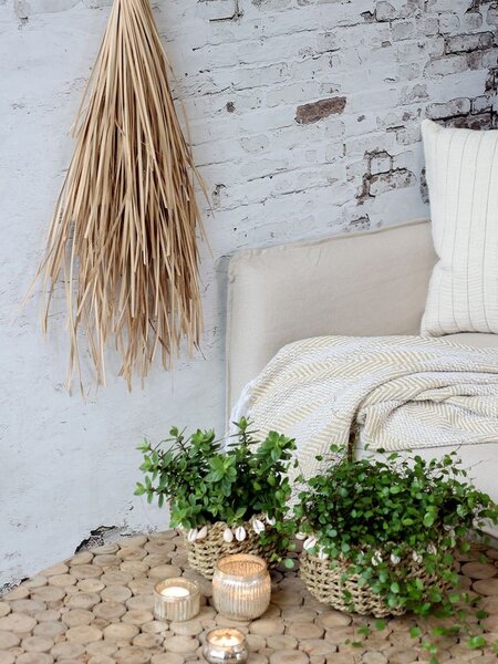 Nástenná dekorácia z palmových listov na povrázku - 15*75 cm - Chic Antique