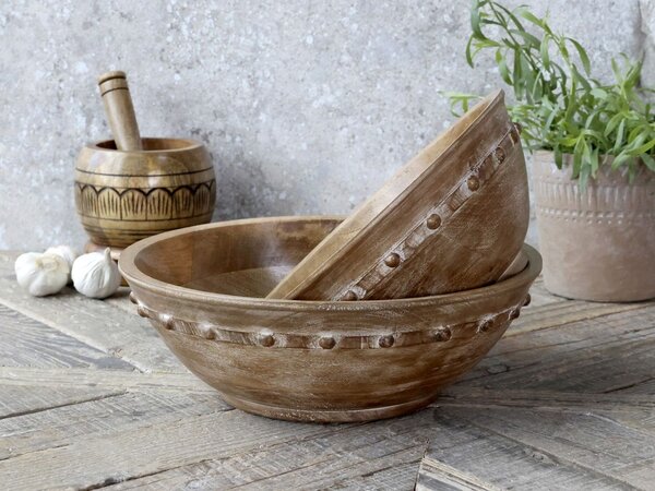 Drevená servírovacia misa z mangového dreva Tours Bowl - Ø 30*9 cm / 3,5L - Chic Antique