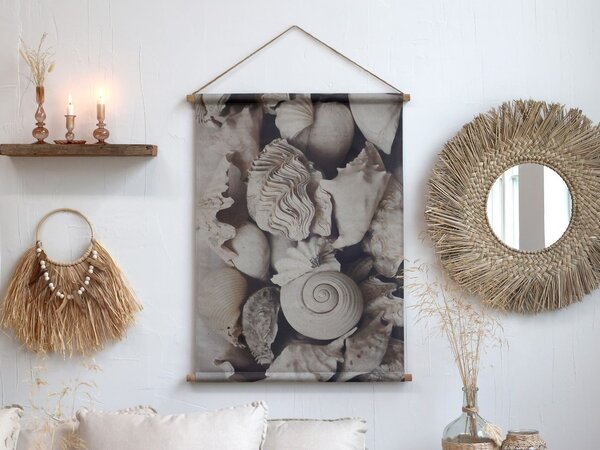 Nástenná dekorácia z palmových listov a korálky na kruhu - 46*4*51 cm - Chic Antique