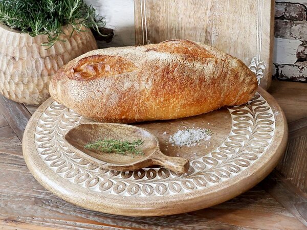 Drevený servírovací otočný podnos Tapas Tours Tray - Ø 40*7 cm - Chic Antique
