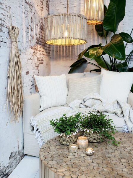 Nástenná dekorácia z palmových listov na povrázku - 15*75 cm - Chic Antique