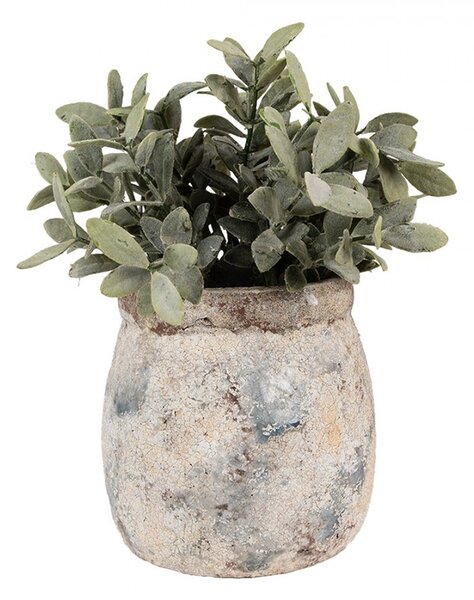 Dekoratívny béžovo-sivý antik terakotový džbán Teracci - Ø 14*14 cm - Clayre & Eef