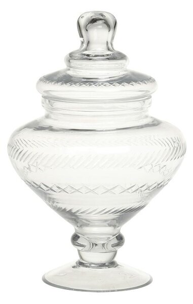 Sklenená nádoba dóza na nohe s vekom Trinna - Ø 15*23 cm / 1 L - Chic Antique