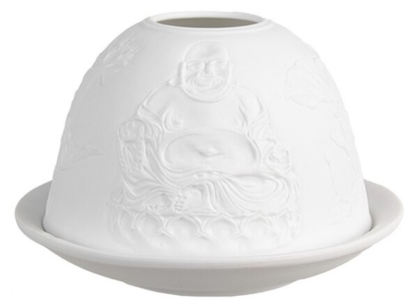 Biely porcelánový svietnik Paollo na čajovú sviečku Budha - Ø 12*8 cm - Clayre & Eef