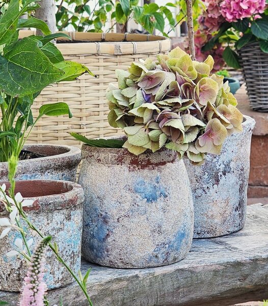 Dekoratívny béžovo-sivý antik terakotový džbán Teracci - Ø 14*14 cm - Clayre & Eef