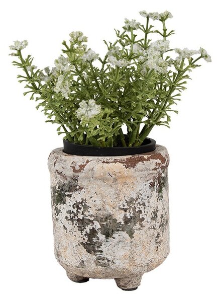 Oválný dekoratívny béžový antik terakotový džbán Teracci na nožkách - Ø 9*10 cm - Clayre & Eef