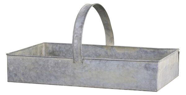 Dekoračný plechový zinkový antik box podnos s rukoväťou - 54*32*10 cm - Chic Antique