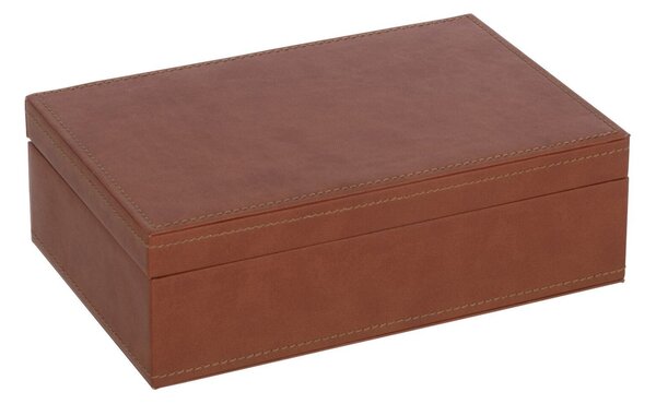 Hnedá šperkovnica z umelej kože s 5timi priehradkami - 21*14*7 cm - J-Line by Jolipa