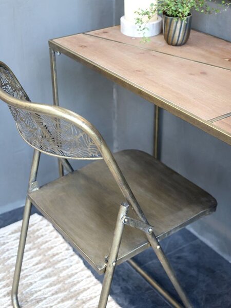 Mosadzná antik kovová skladacia stolička Arles Chair - 52*45*82 cm - Chic Antique