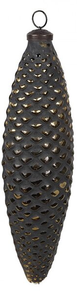 Čiernozlatá sklenená vianočná ozdoba v tvare šišky L - Ø 7*6*24 cm - Clayre & Eef