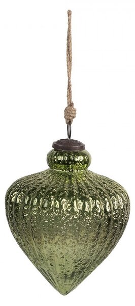 Zelená sklenená vianočná ozdoba XL - Ø 16*20 cm - Clayre & Eef