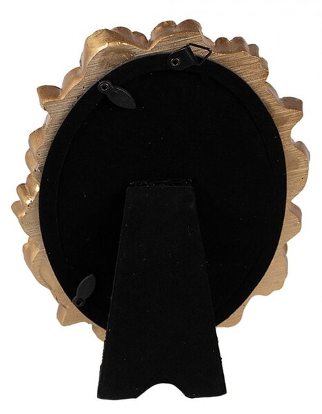 Zlatý oválny fotorámik s kvetinovým okrajom - 15*2*19 cm / 10*15 cm - Clayre & Eef