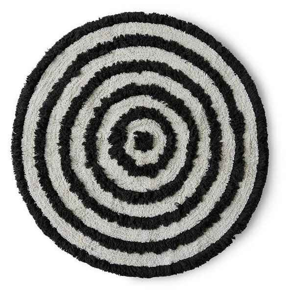 Béžovo-čierna okrúhla bavlnená kúpeľňová predložka Bath mat - Ø 120 cm - HKLIVING