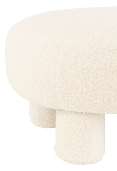 Biela okrúhla stolička Teddy Bouclé White - Ø 52*28 cm - J-Line by Jolipa