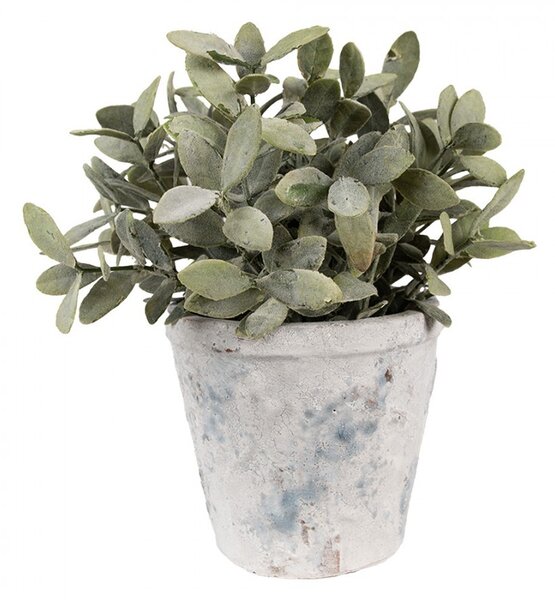 Bielo-sivý antik terakotový kvetináč Teracci M - Ø 12*11 cm - Clayre & Eef