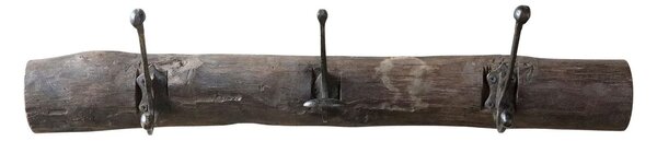 Hnedý antik vešiak z recyklovaného dreva s háčikmi Grimaud - 68*4*14 cm - Chic Antique