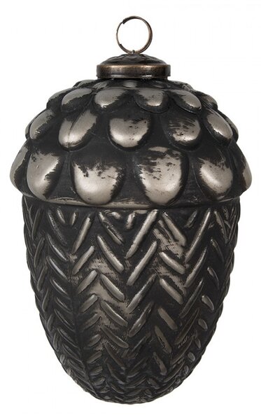 Granitová antik sklenená vianočná ozdoba žaluď Noirre - 10*15 cm - Clayre & Eef