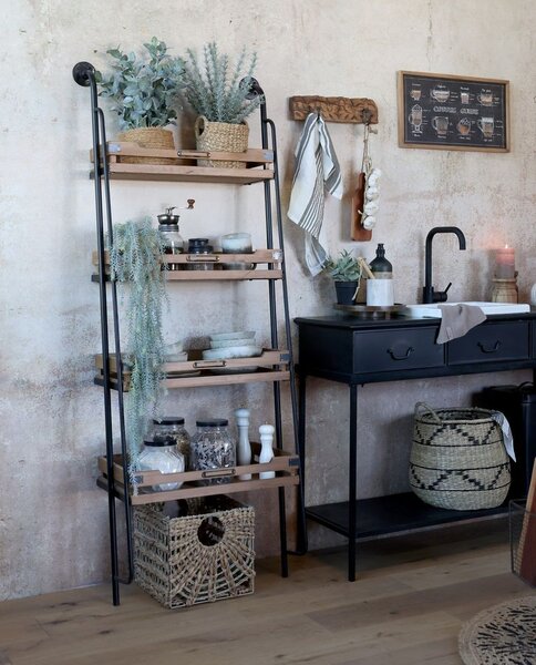 Hnedý antik vešiak z recyklovaného dreva s háčikmi Grimaud - 43*13*10 cm - Chic Antique