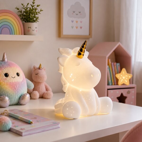 ONLI - Stolová lampa PORCELLANA 1xE14/6W/230V 23,5 cm jednorožec