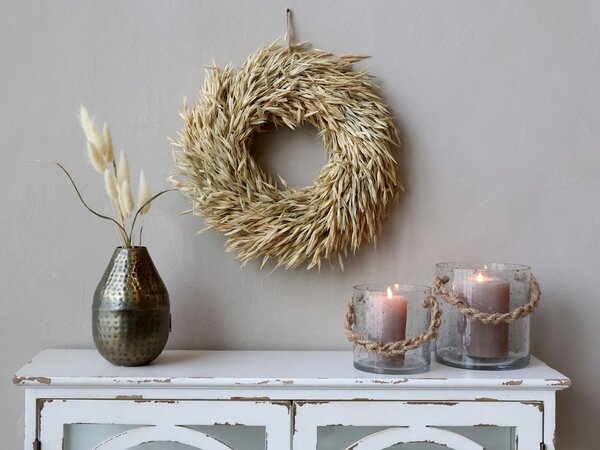 Prírodný slamený dekoratívny veniec s obilím Fleur - Ø 30 cm - Chic Antique