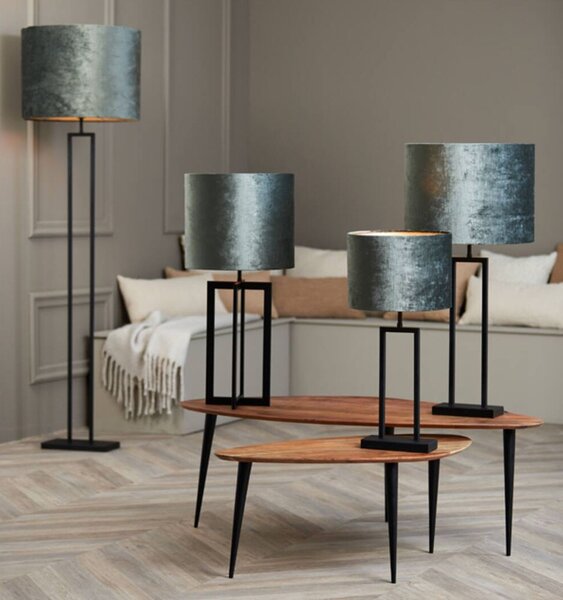 Šedé antracitové zamatové tienidlo na lampu Gemstone - Ø 50* 38cm/ E27 - Light & Living