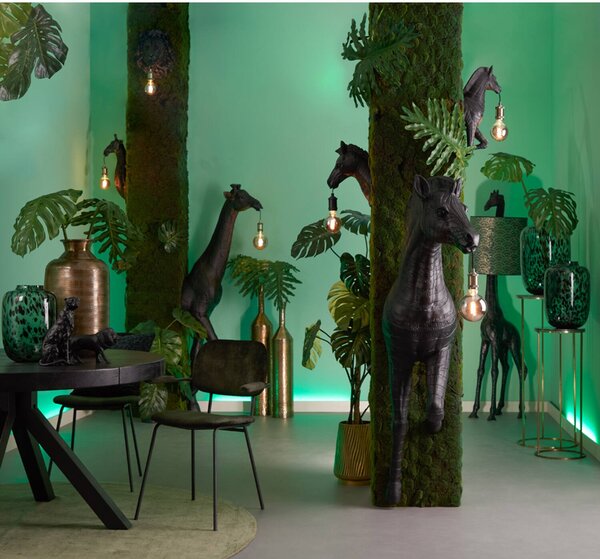 Čierna antik nástenná lampa žirafa Giraffe - 24 * 12 * 75 cm / E27 - Light & Living