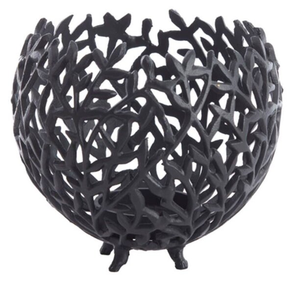 Čierny antik kovový dierovaný svietnik Famari L - Ø 20*17 cm - Light & Living