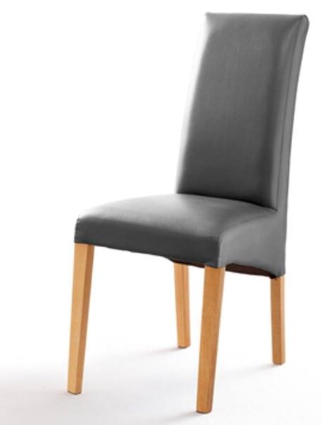 Jedálenská stolička FOXI I buk prírodný/textilná koža sivá