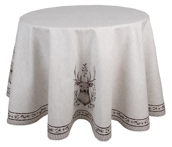 Tablecloth ? 170 Cm Beige Cotton Deer Round Table Cloth - 170,00 cm - Clayre & Eef