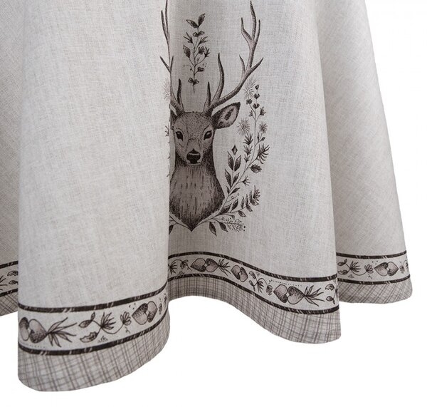 Tablecloth ? 170 Cm Beige Cotton Deer Round Table Cloth - 170,00 cm - Clayre & Eef