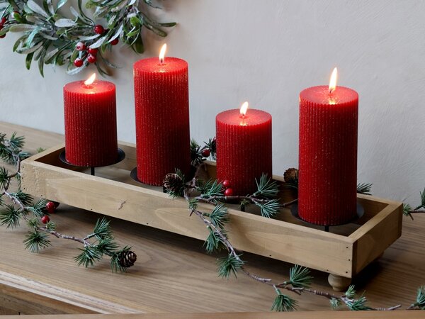 Hnedý antik drevený adventný svietnik Advent Candle - 49*14*9 cm - Chic Antique