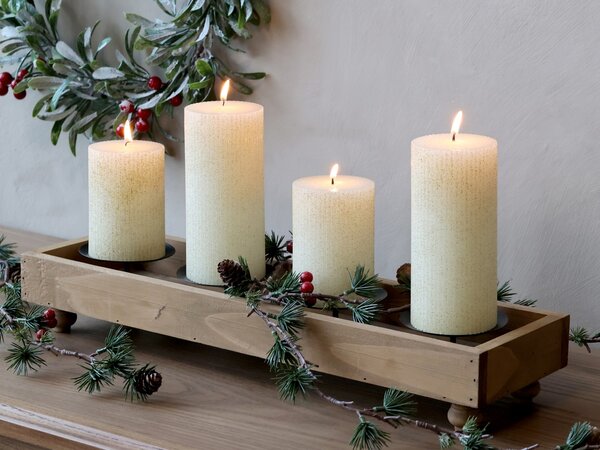 Hnedý antik drevený adventný svietnik Advent Candle - 49*14*9 cm - Chic Antique
