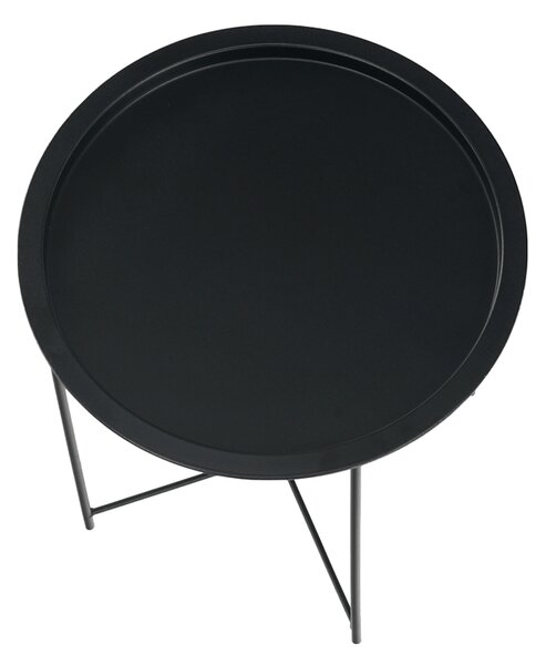 KONDELA Príručný stolík s odnímateľnou táckou, čierna, RENDER