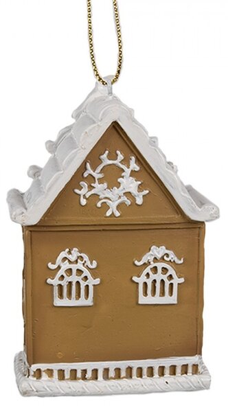 Závesná vianočná ozdoba perníková chalúpka Gingerbread House - 6*4*9 cm - Clayre & Eef