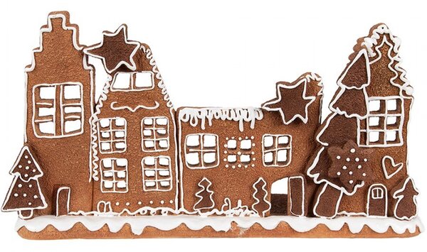 Svietnik perníkové mestečko na 4 čajové sviečky Gingerbread House - 27*9*15 cm - Clayre & Eef