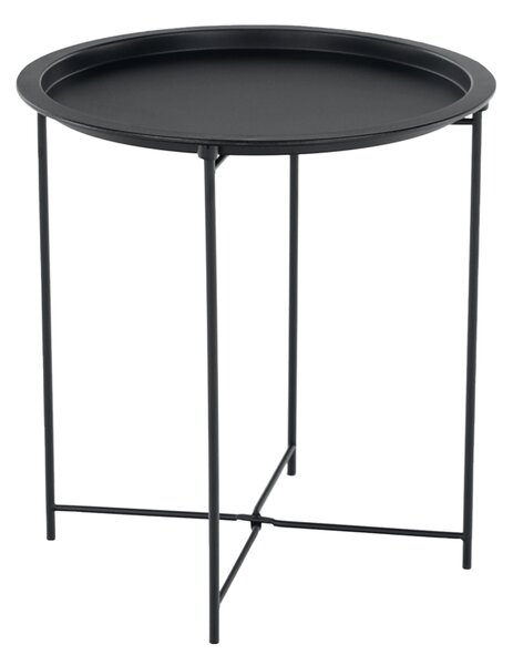 KONDELA Príručný stolík s odnímateľnou táckou, čierna, RENDER