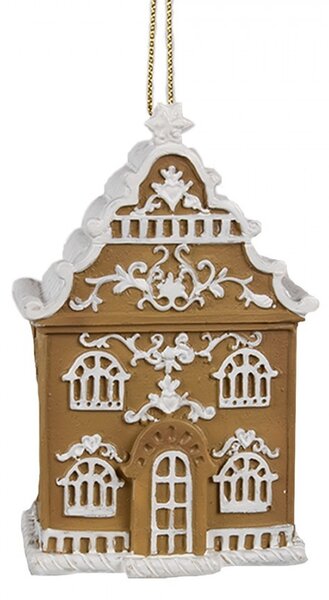 Závesná vianočná ozdoba perníková chalúpka Gingerbread House - 6*4*9 cm - Clayre & Eef