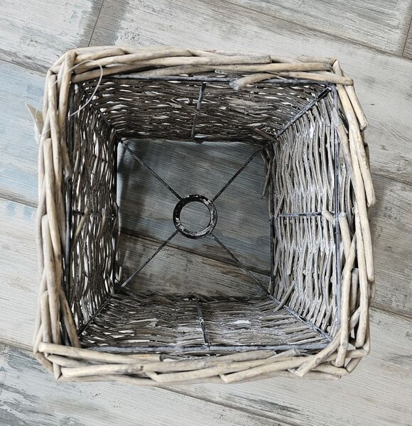 Hnedé antik hranaté ratanové tienidlo - 25*25*25 cm / E27 - Clayre & Eef
