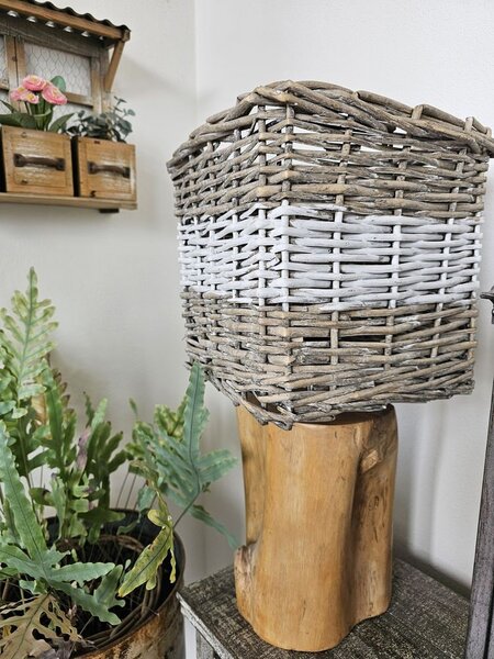 Hnedé antik hranaté ratanové tienidlo - 25*25*25 cm / E27 - Clayre & Eef