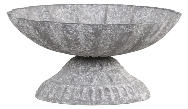 Zinková antik dekoračná plechová miska na nohe Wallier - Ø 16*8 cm - Chic Antique