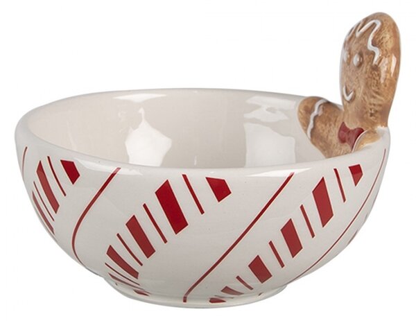 Biela keramická miska Perníček Gingerbread - Ø 12*6 cm / 250 ml - Clayre & Eef