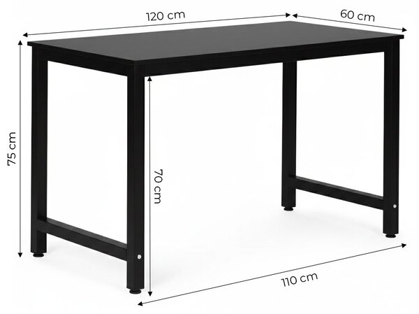 ModernHome Písací stôl 120x60 cm čierny ModernHome