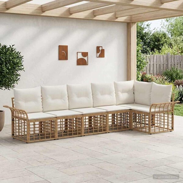 Maison Exclusive – Vonkajšia sedacia súprava, 6 kusov. Prírodný, krémovo biely polyester