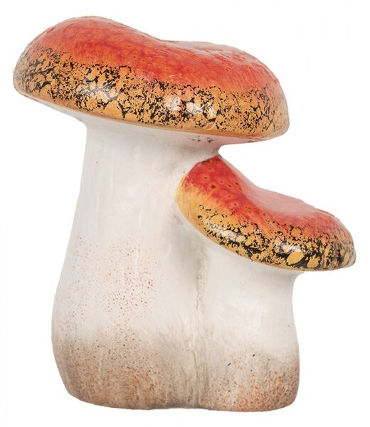 Bielo-červená keramická dekorácia huba Muchotrávka - 10*9*12 cm - Clayre & Eef
