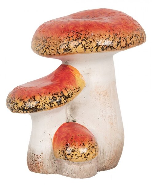 Bielo-červená keramická dekorácia huba Muchotrávka - 10*9*12 cm - Clayre & Eef