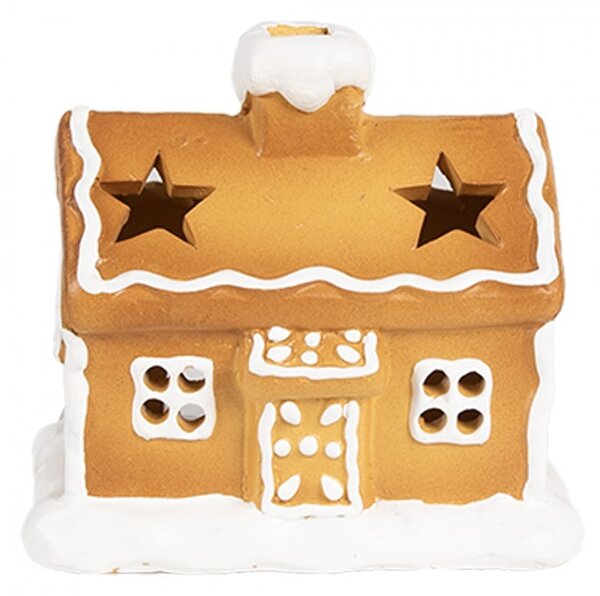 Keramický svietnik perníková chalúpka Gingerbread House - 11 * 8 * 10 cm - Clayre & Eef