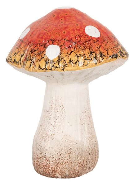Bielo-červená keramická dekorácia huba Muchotrávka S - 9*8*12 cm - Clayre & Eef